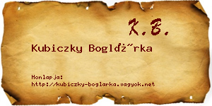 Kubiczky Boglárka névjegykártya